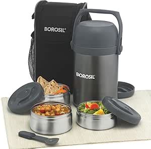 borosil hydra hot-n-fresh stainless steel lunch box set 4-pieces silver|10 Best Borosil Lunch Boxes for Keeping your Meals Fresh at .